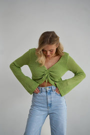 Knitted top with long sleeves