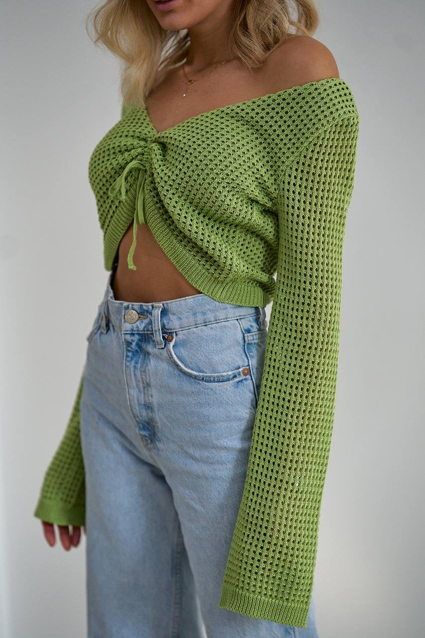 Knitted top with long sleeves