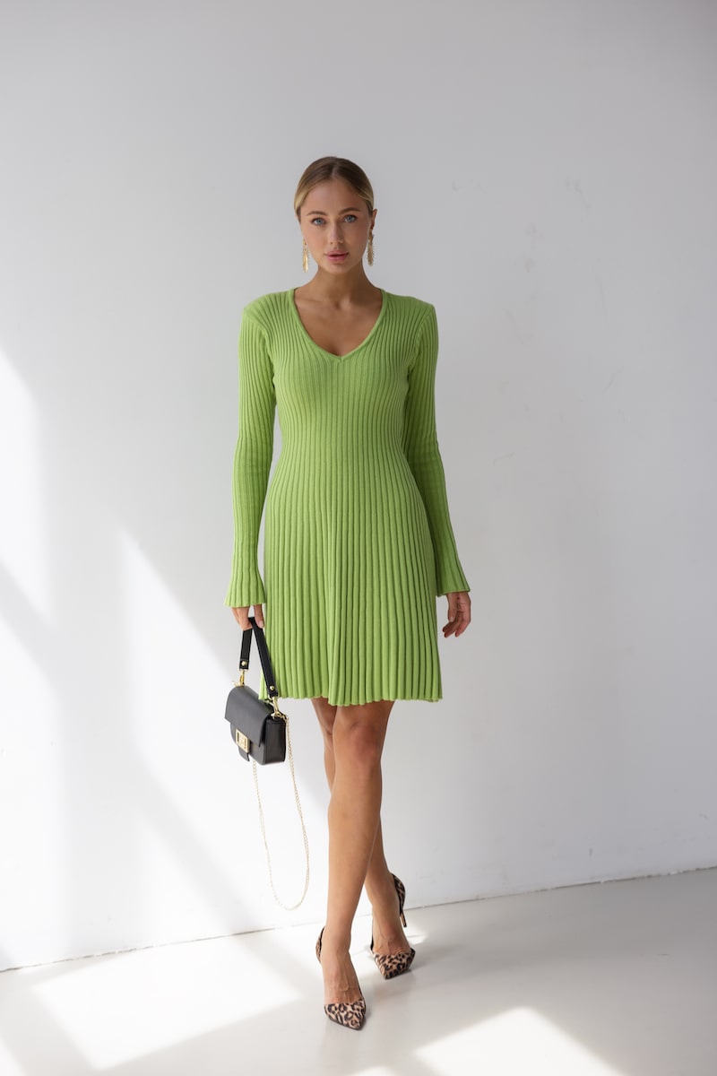 Knitted Dress with Long Sleeves