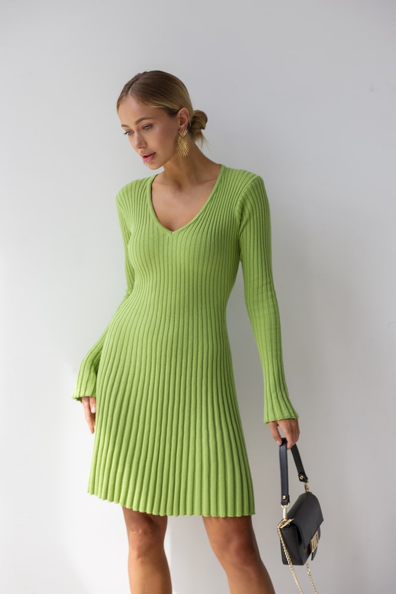 Knitted Dress with Long Sleeves