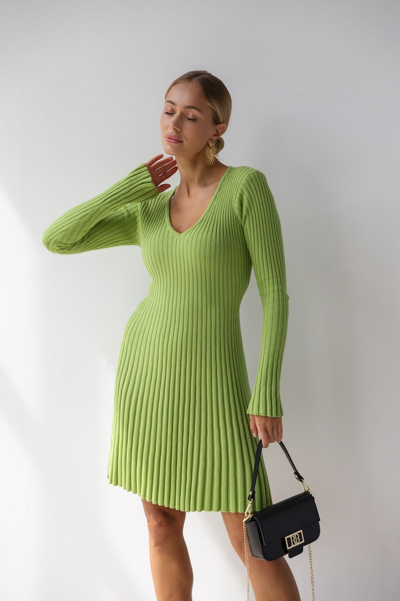 Knitted Dress with Long Sleeves