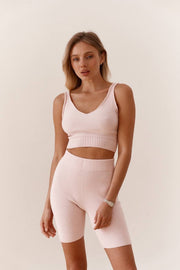 Knitted Set with Crop Top and Shorts