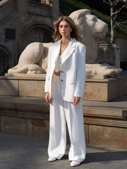 Pure Linen White Suit with Vest