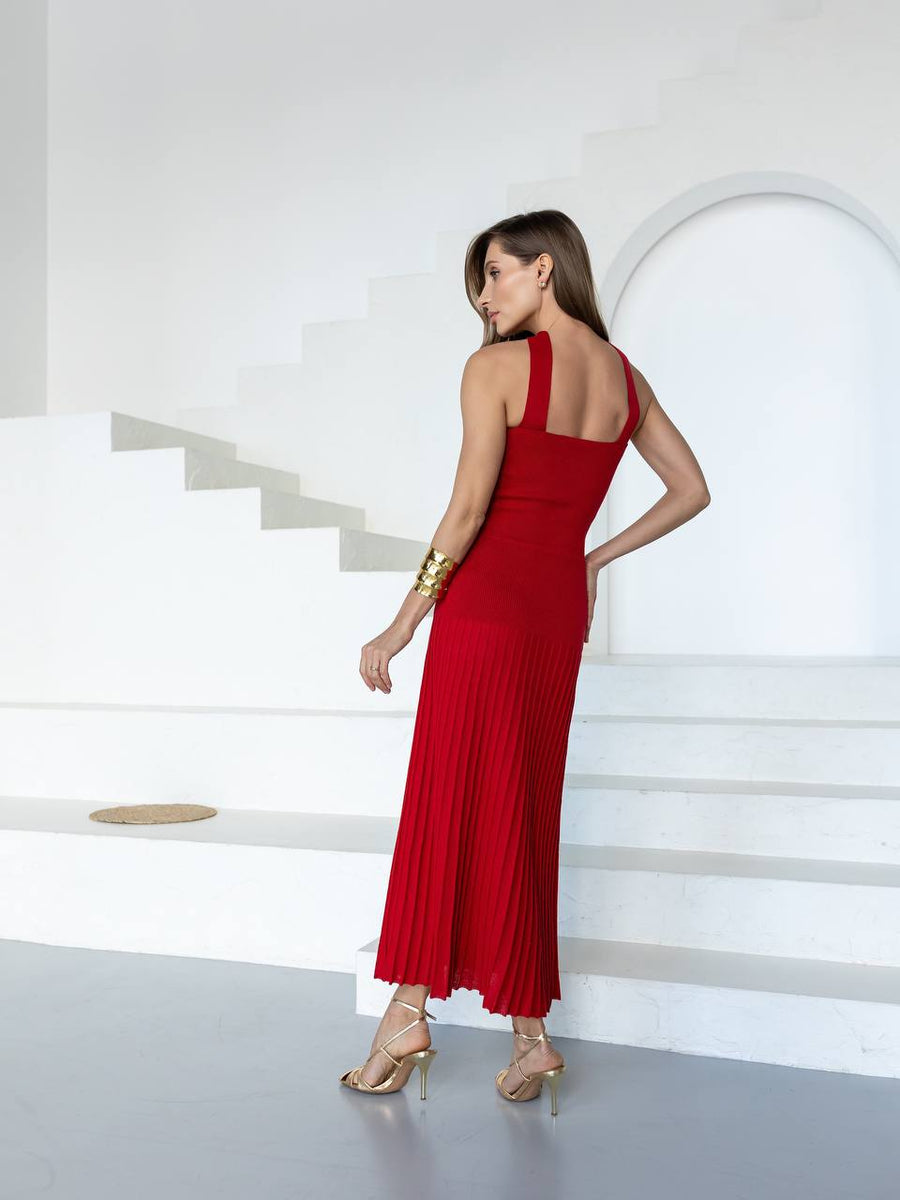 Cotton Knit Halter Maxi Dress