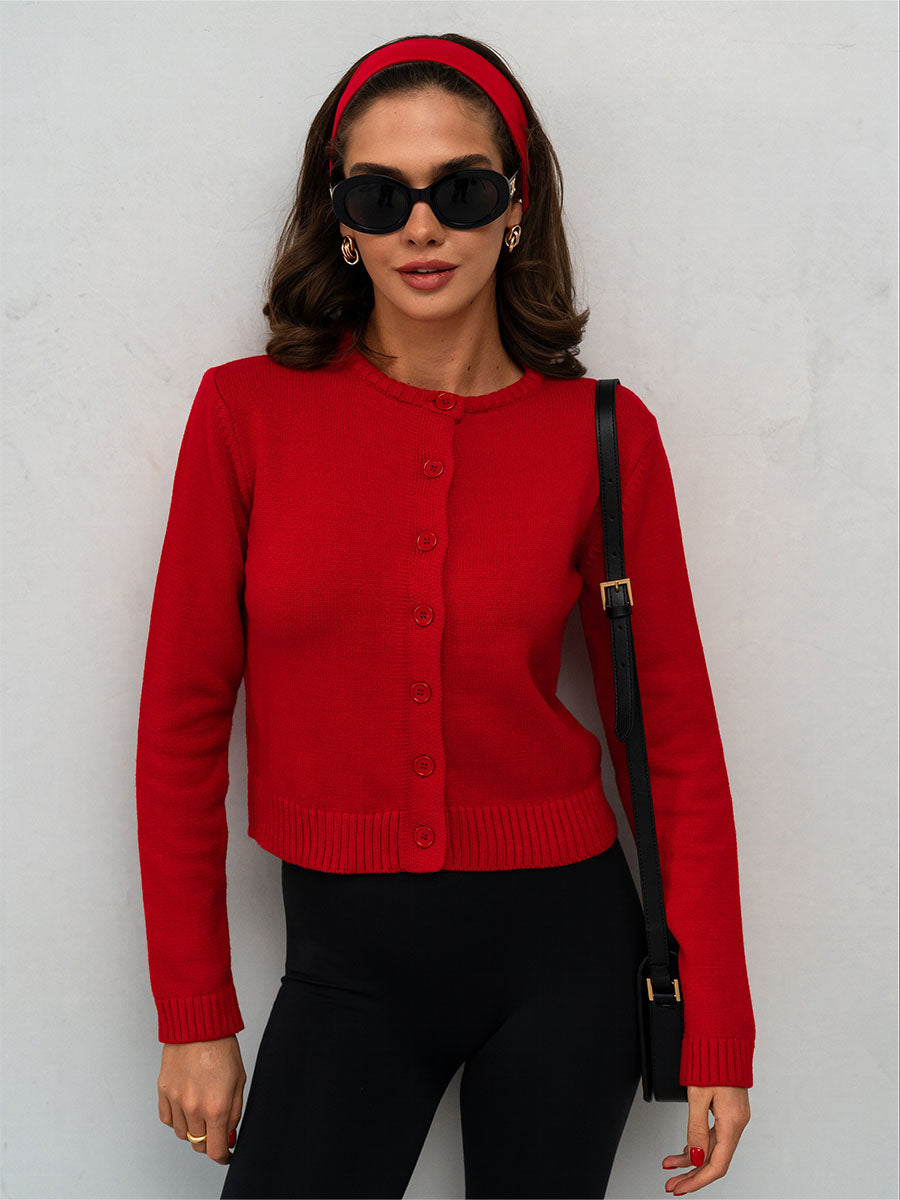 Kurze rote Strickjacke 