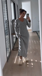 Gray Cozy Elegance Knit Dress