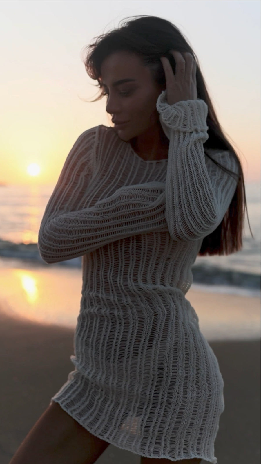 Cotton Knitted Beach Mini Dress
