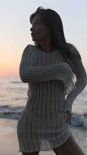 Cotton Knitted Beach Mini Dress