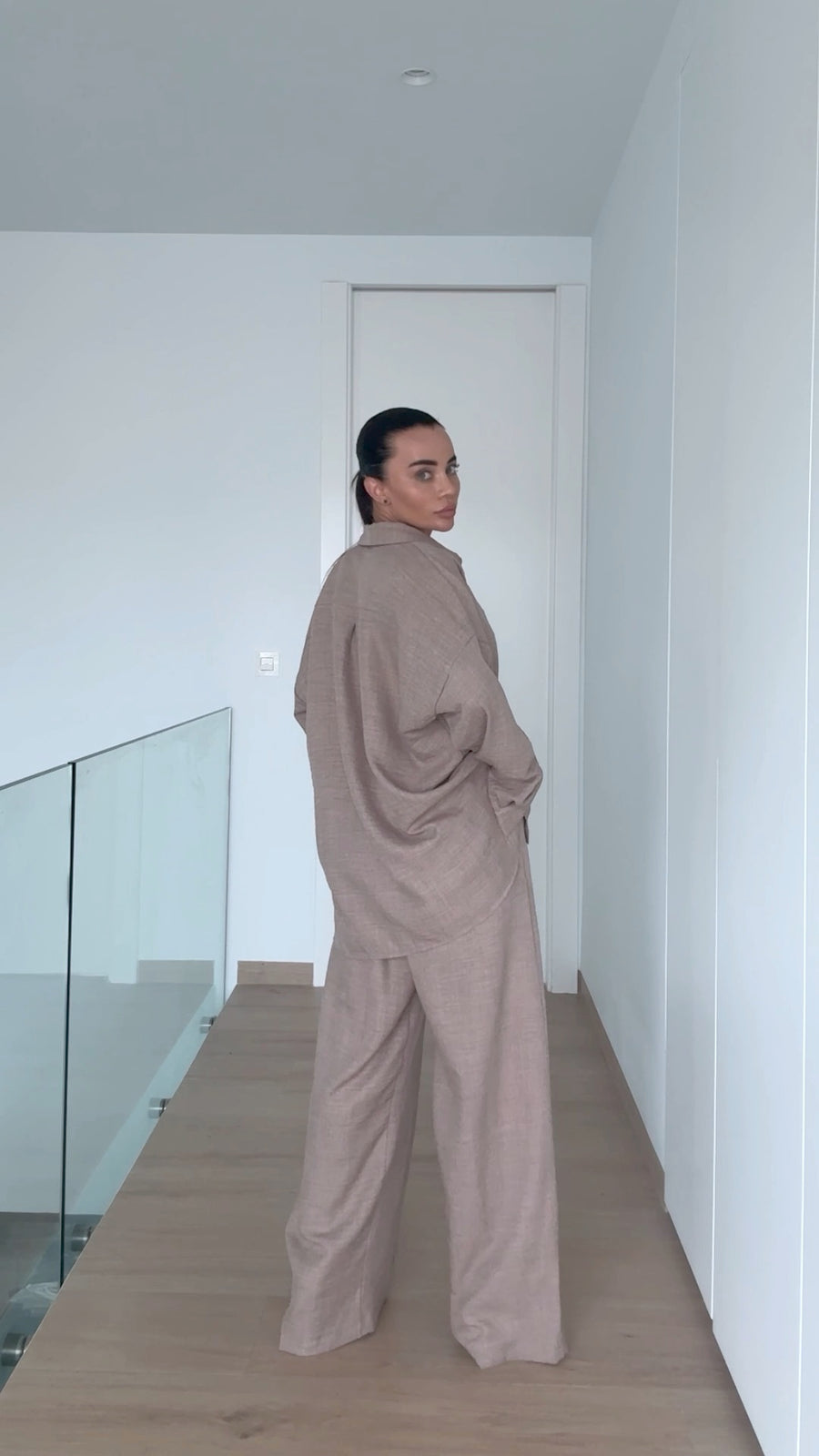 Beige Three-pieces Linen Summer Suit-Set