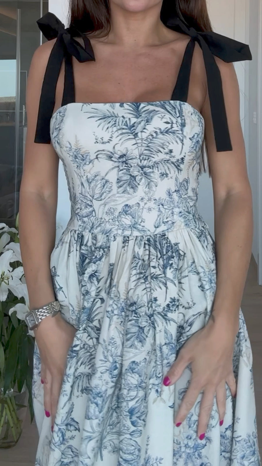 Linen MIDI Dress with Straps
