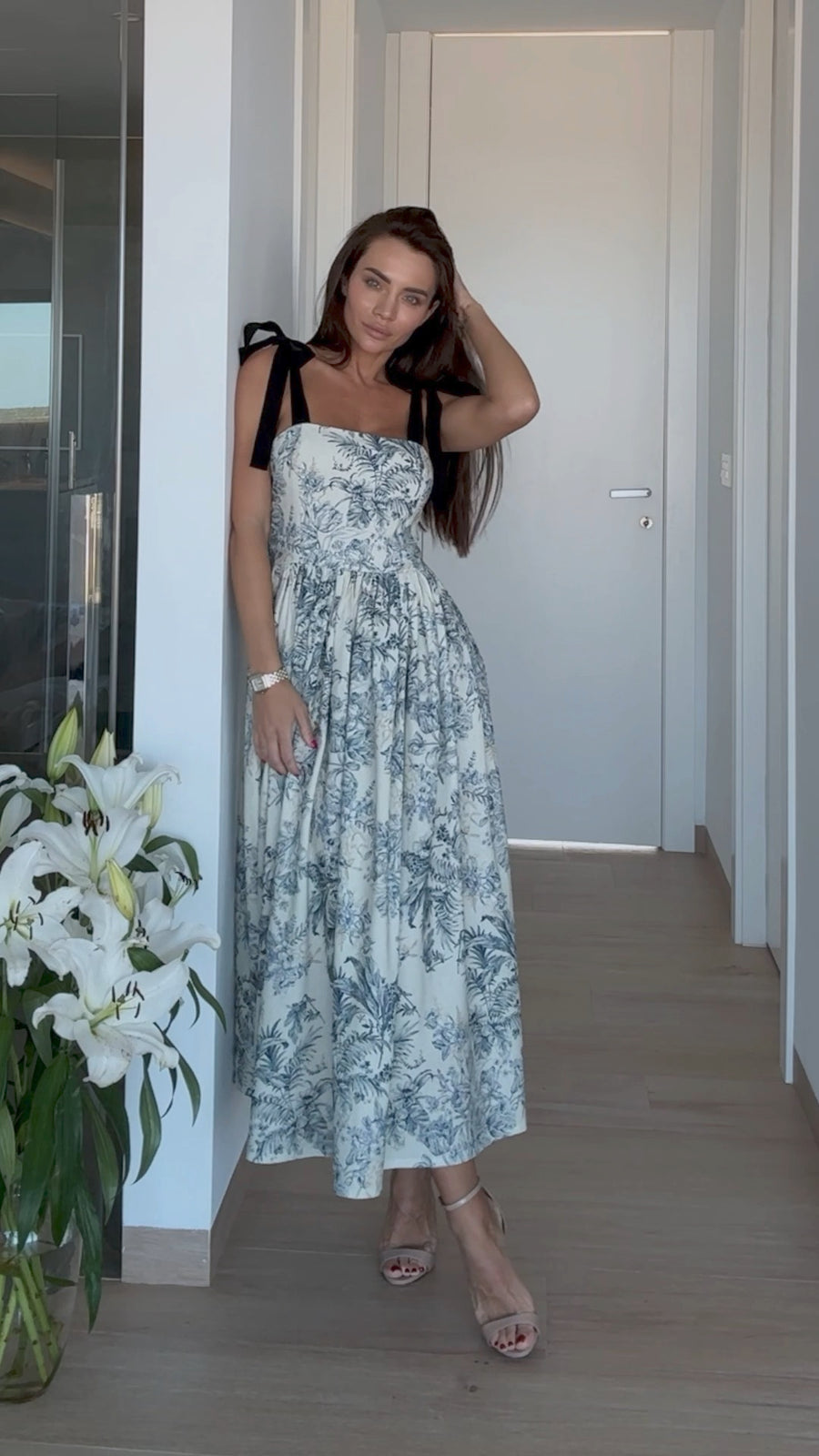 Linen MIDI Dress with Straps