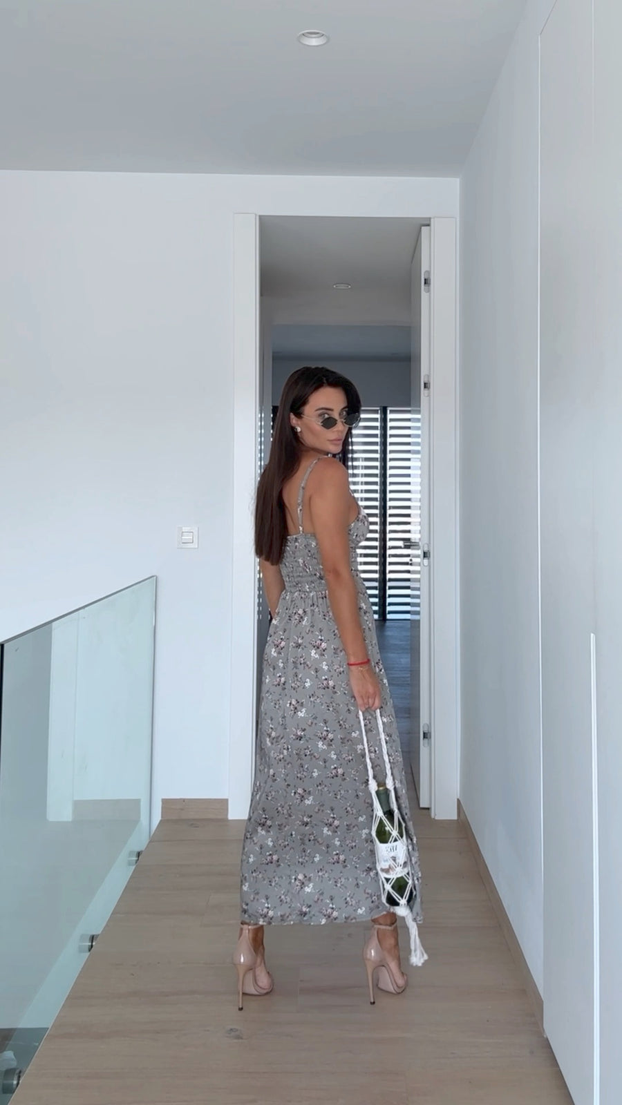 Gray MIDI Sundress with Straps
