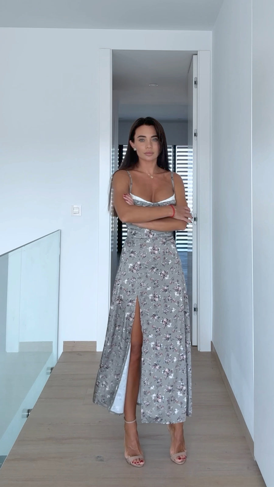 Gray MIDI Sundress with Straps