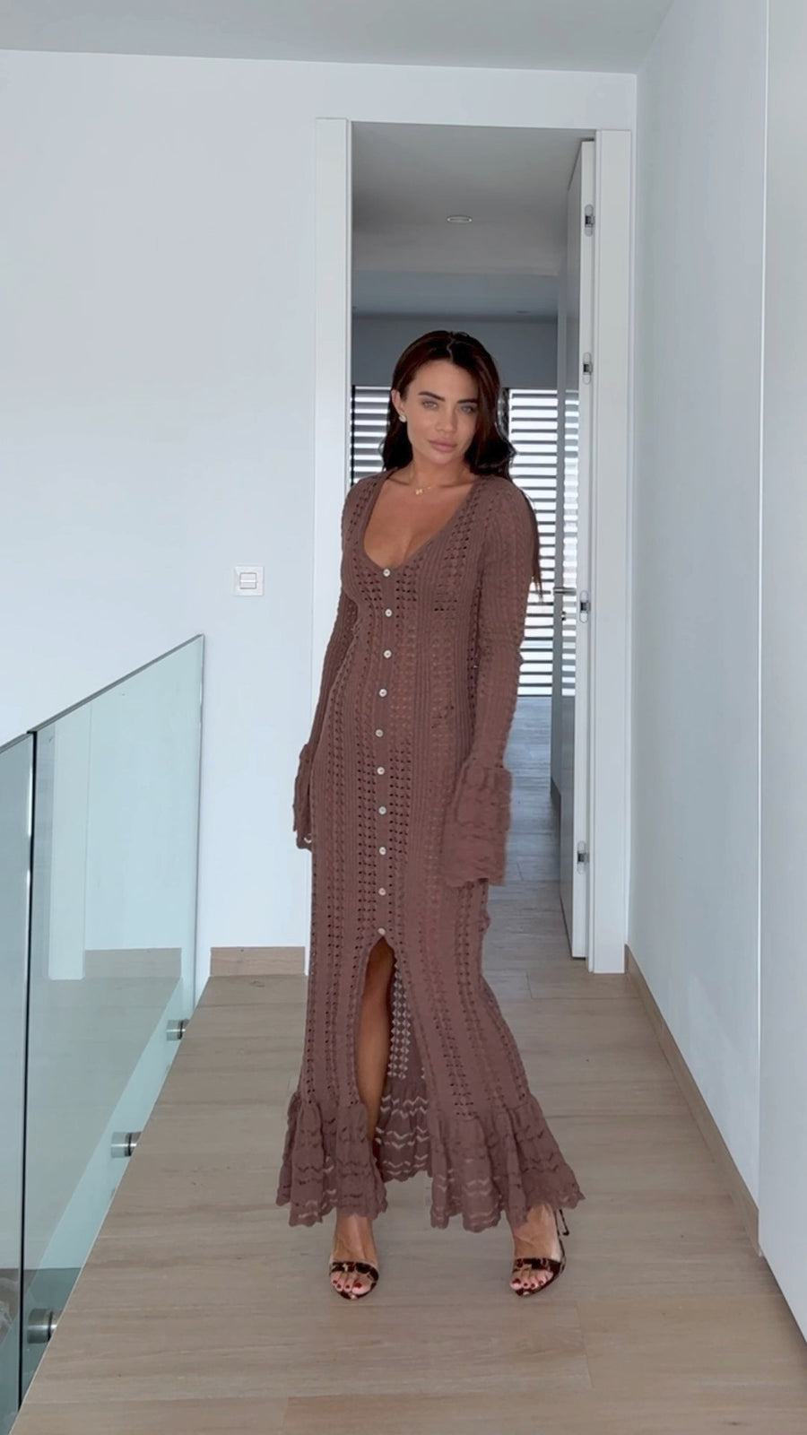Knitted Chocolate Maxi Summer Dress