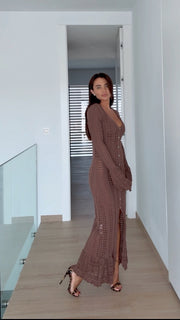 Knitted Chocolate Maxi Summer Dress