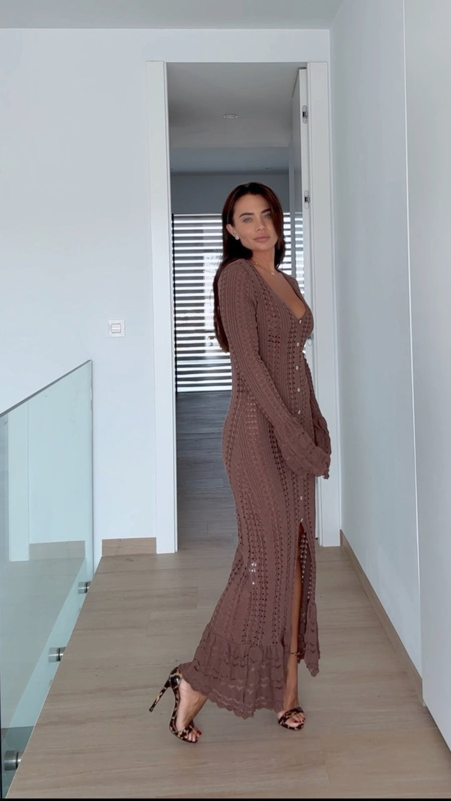 Knitted Chocolate Maxi Summer Dress