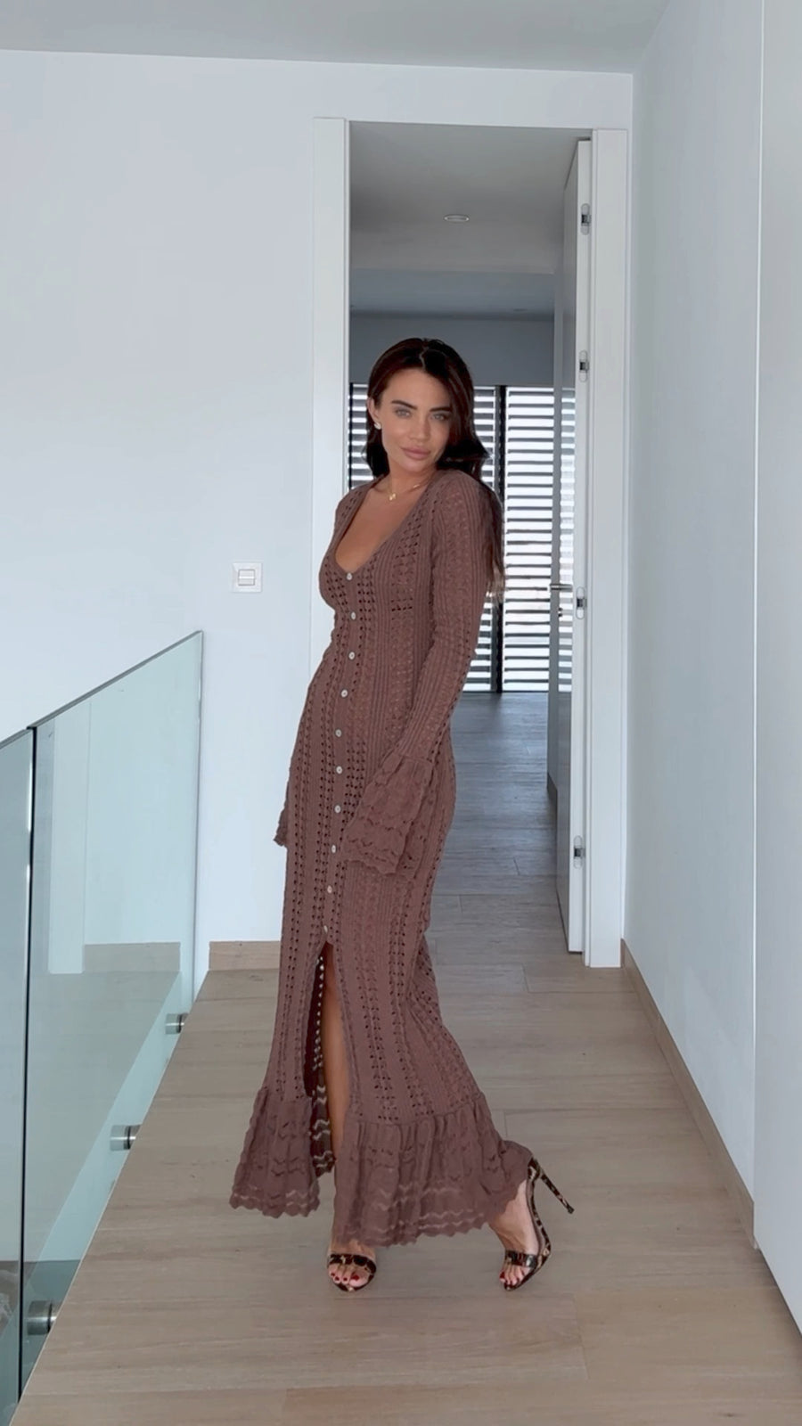 Knitted Chocolate Maxi Summer Dress