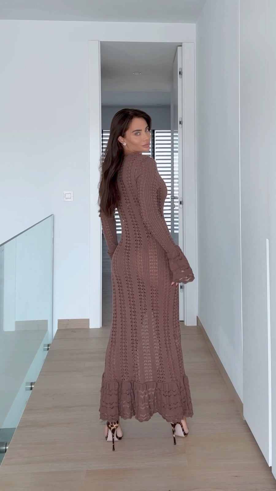 Knitted Chocolate Maxi Summer Dress