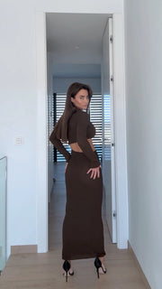 Knitted MIDI Dress with long Sleeves