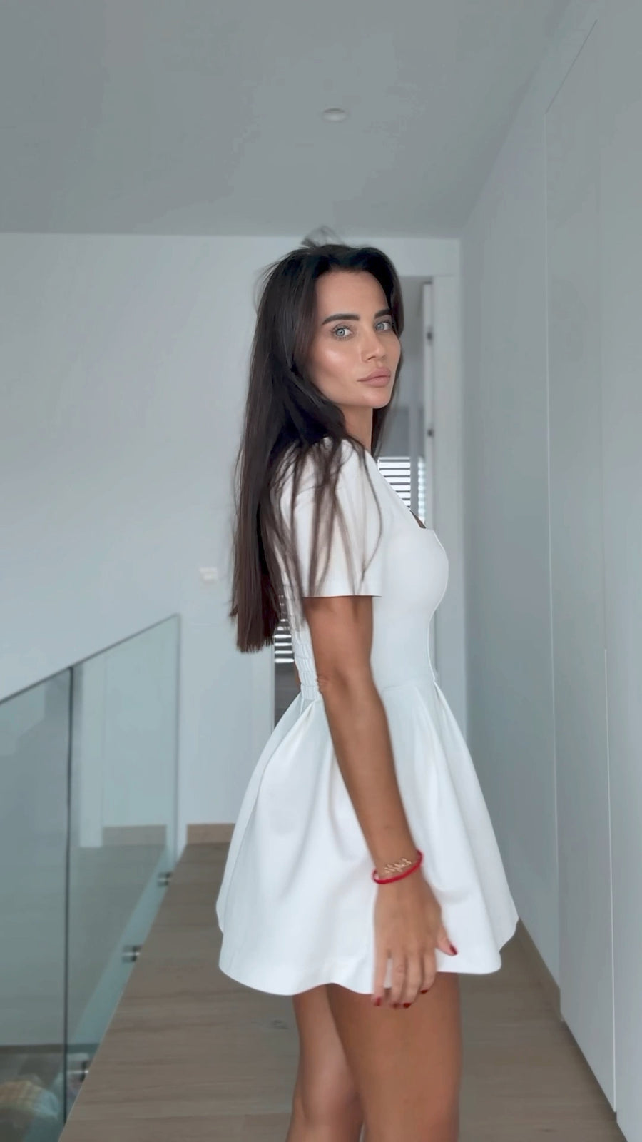 Jersey Mini Dress-Jumpsuit with Shorts under Skirt