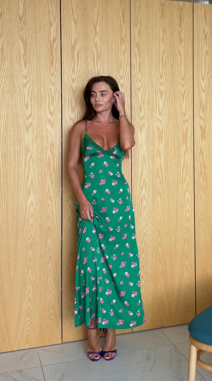 Floral Midi Dress with Straps