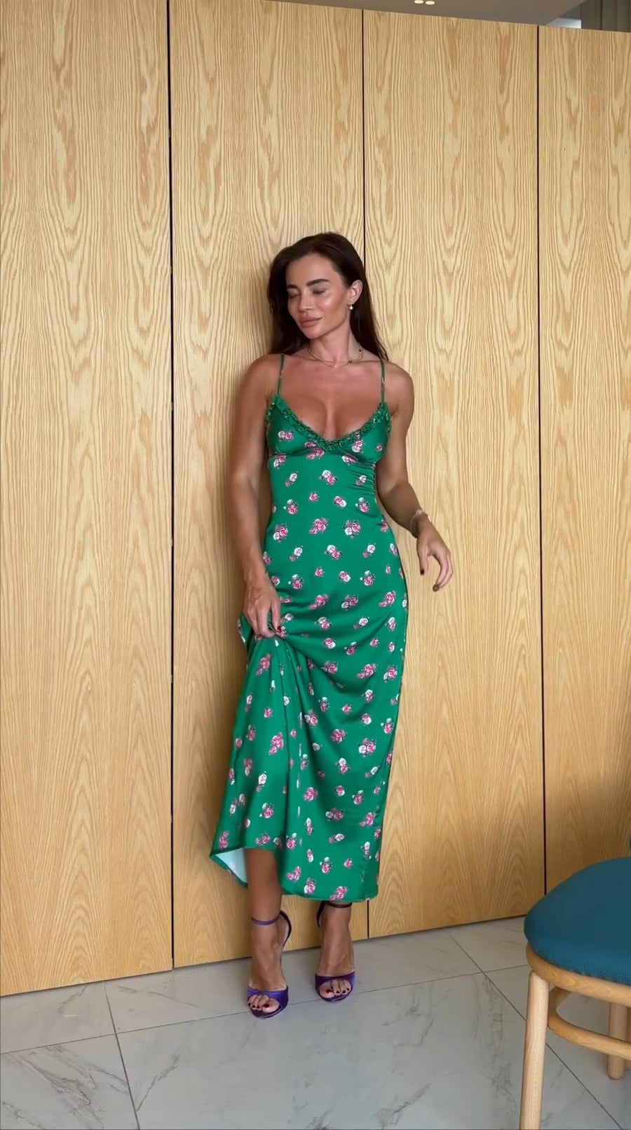 Floral Midi Dress with Straps