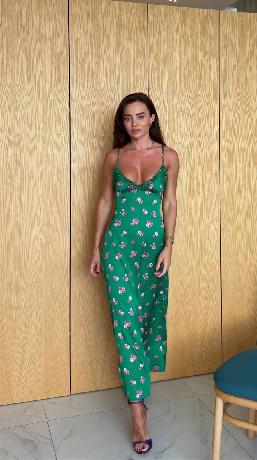 Floral Midi Dress with Straps