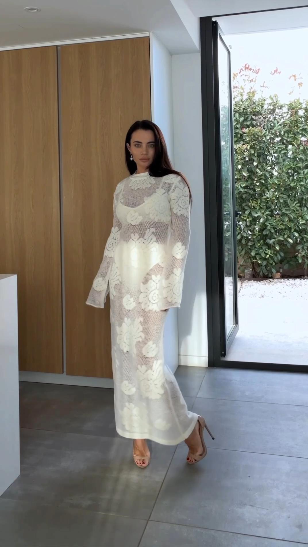 Knitted Maxi Dress with Matching Bra & Briefs Set