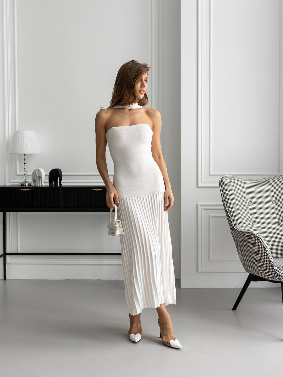 Cotton Knit Halter Maxi Dress