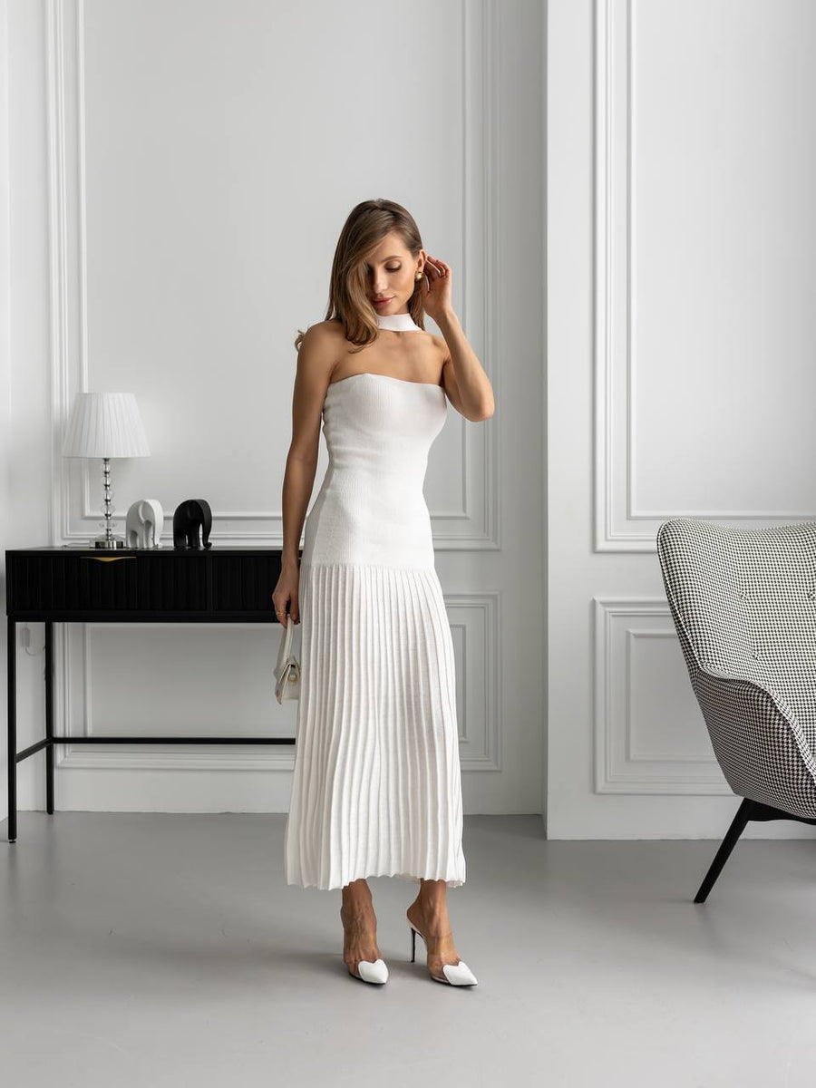 Cotton Knit Halter Maxi Dress