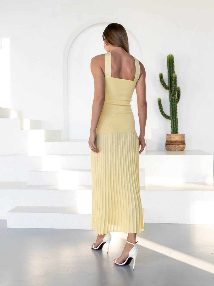 Cotton Knit Halter Maxi Dress