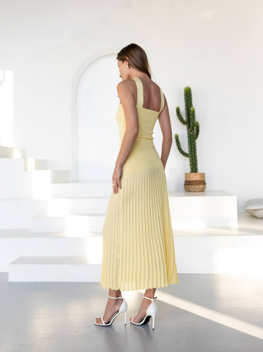 Cotton Knit Halter Maxi Dress