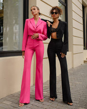 Cropped Blazer Suit with Trousers