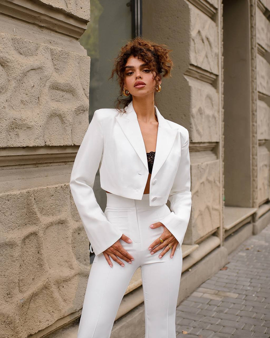 Cropped Blazer Suit with Trousers