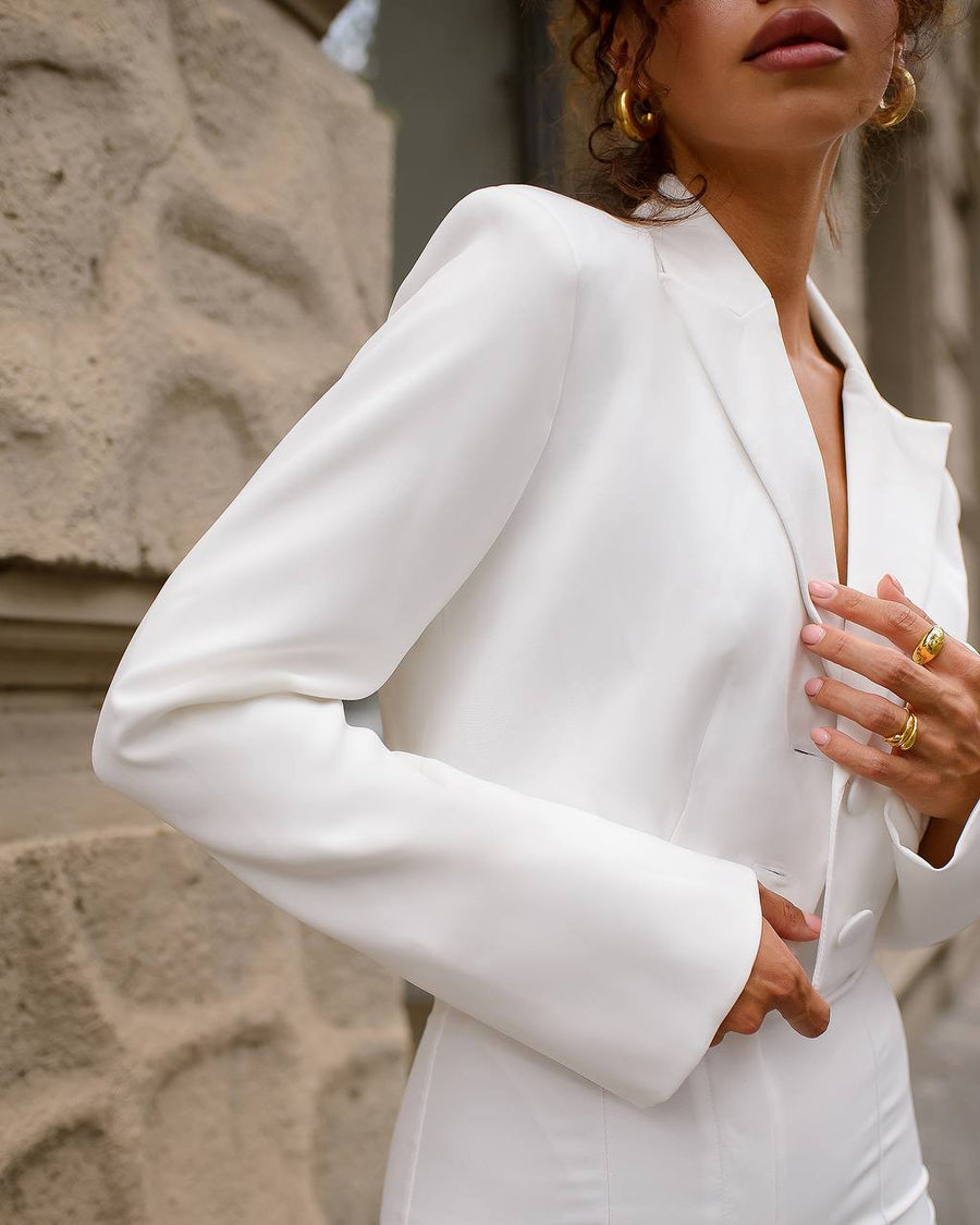 Cropped Blazer Suit with Trousers