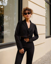 Cropped Blazer Suit with Trousers