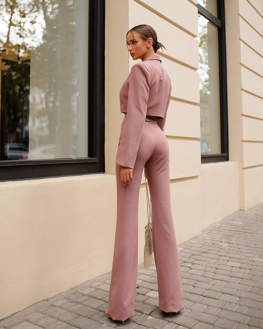 Cropped Blazer Suit with Trousers