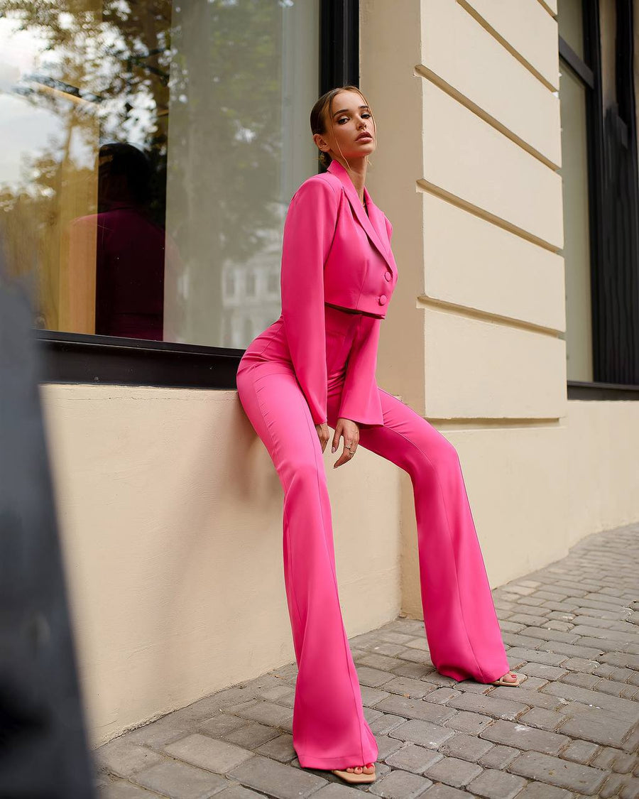 Cropped Blazer Suit with Trousers