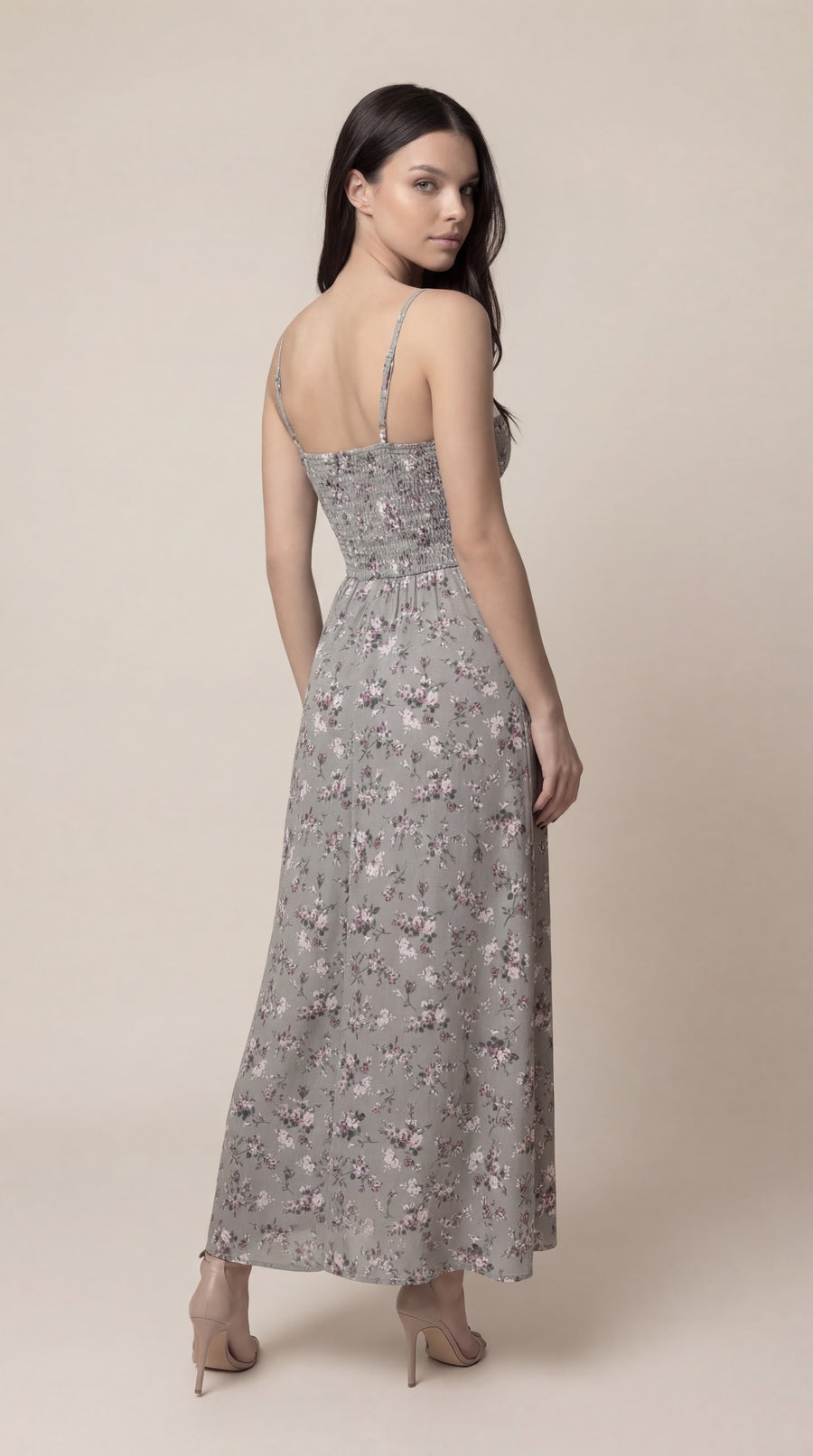 Gray MIDI Sundress with Straps