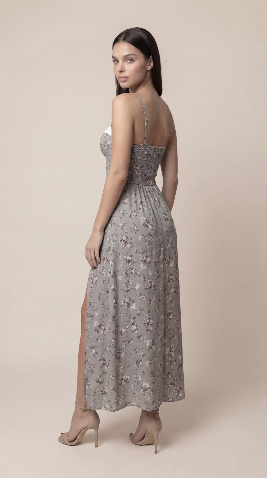 Gray MIDI Sundress with Straps