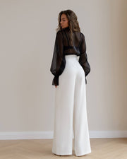 High Waisted Palazzo Trousers with Wide Belt