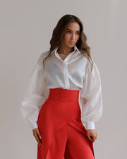 High Waisted Palazzo Trousers with Wide Belt