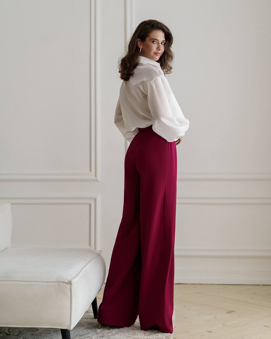 Burgundy Palazzo Trousers