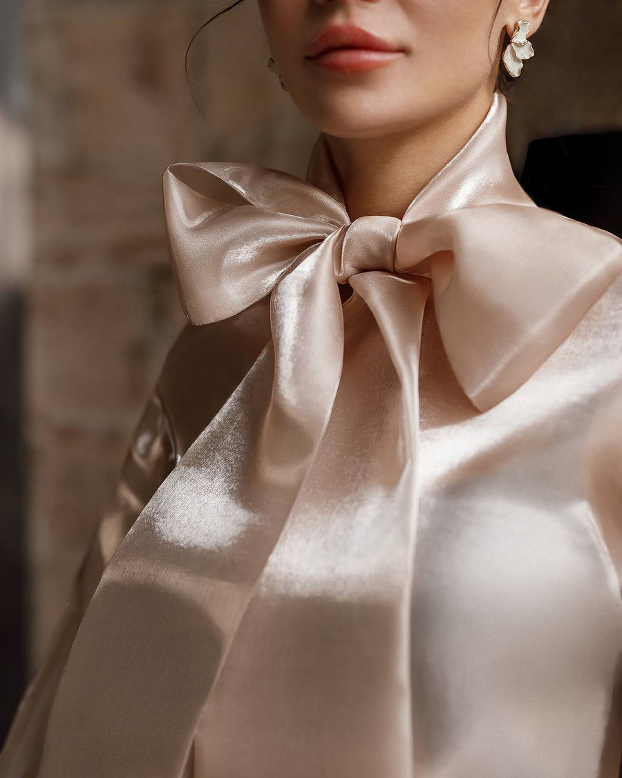 Organza Blouse with Delicate Bow