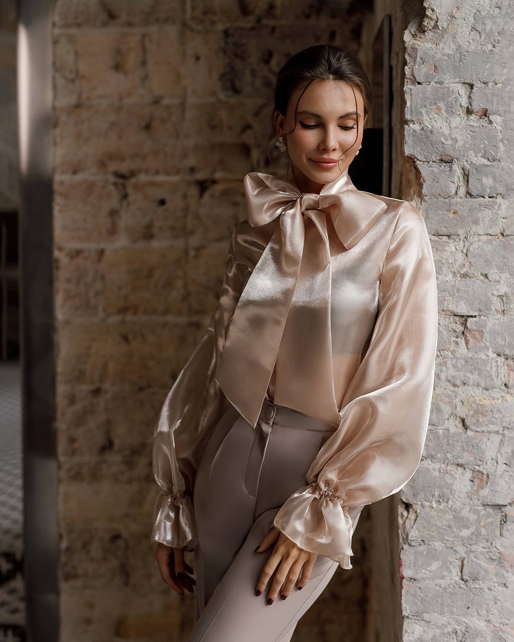 Organza Blouse with Delicate Bow