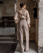 Organza Blouse with Delicate Bow