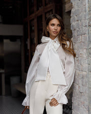 Organza Blouse with Delicate Bow