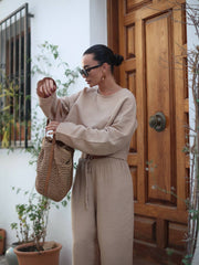 Beige Cotton Muslin Summer Set