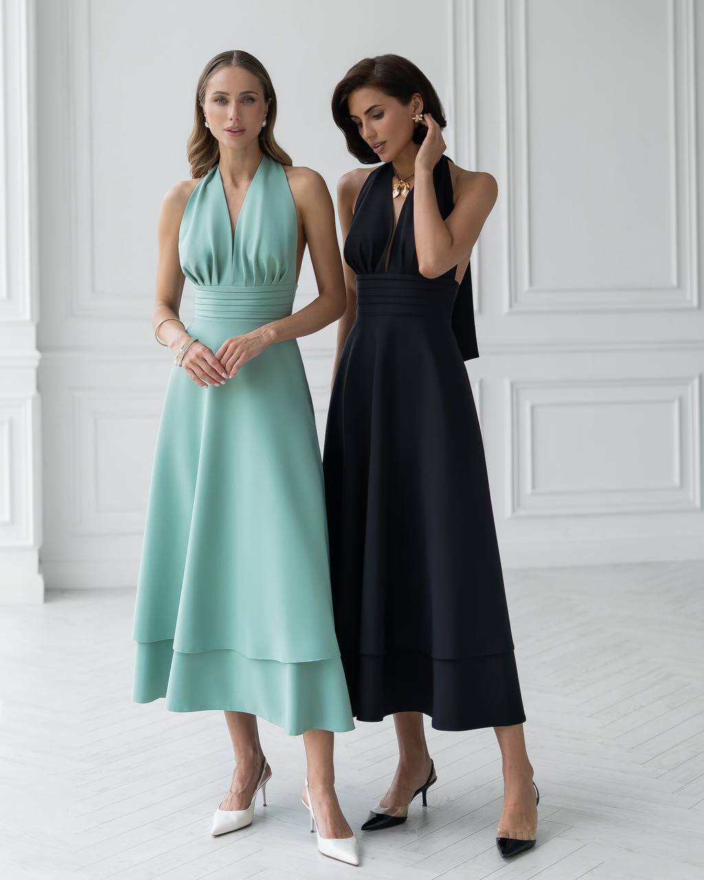 Summer MIDI Dress with Open Back