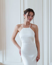 White Cocktail Maxi Dress with open Back